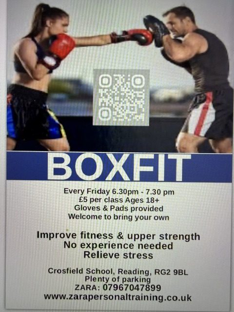 Read more about the article Boxfit Classes at Crosfields School, Shinfield Rd, Reading – Friday – 6:30-7:30pm